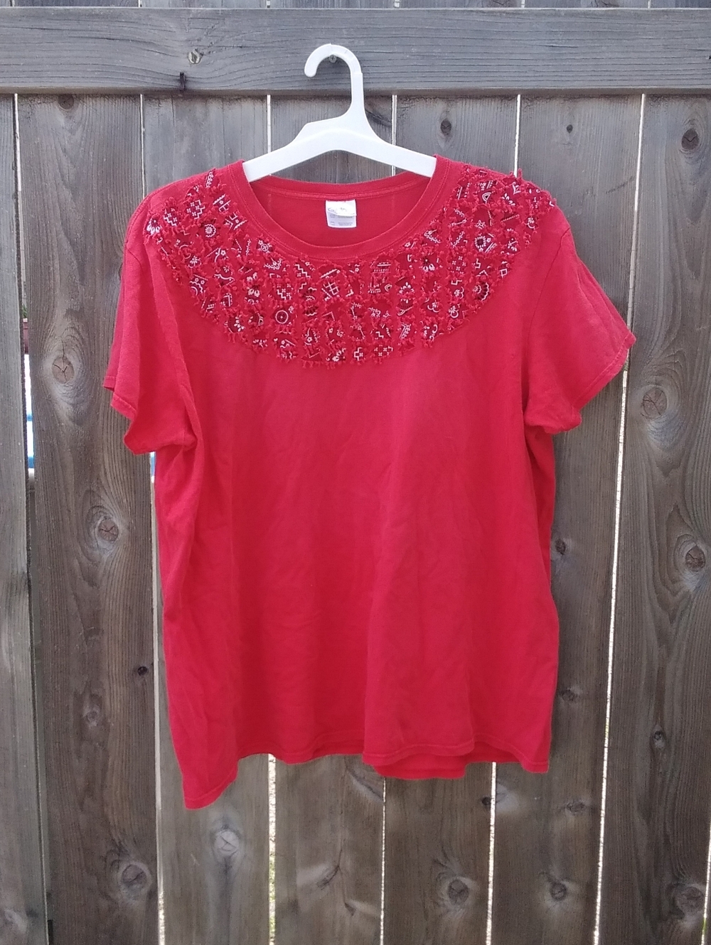 Western Tee Shirt Top Red Bandana Rodeo Women's Short Sleeve 2X Plus Size